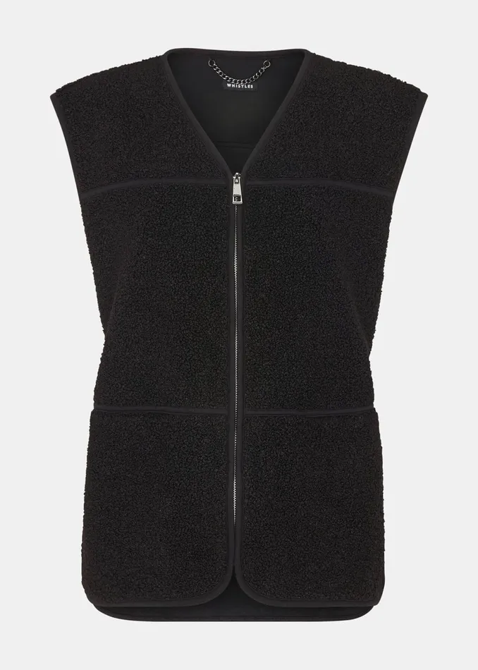 Women Coats and Jackets Whistles Black Josie Fleece Gilet