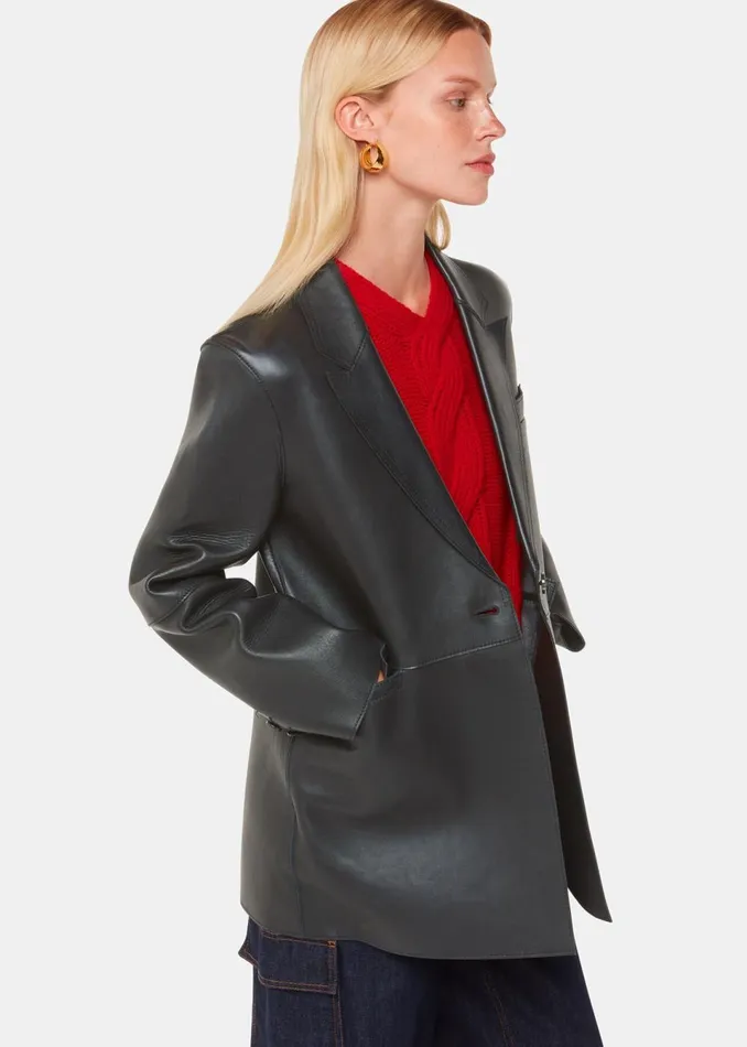 Women Coats and Jackets Whistles Black Katrina Clean Bonded Blazer
