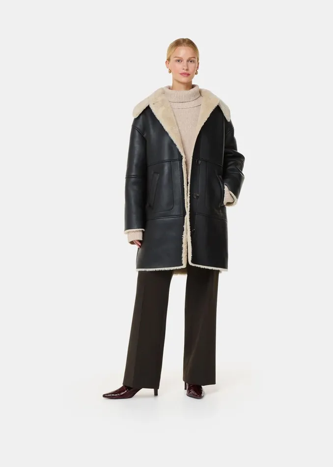 Women Coats and Jackets Whistles Black Luella Faux Fur Coat