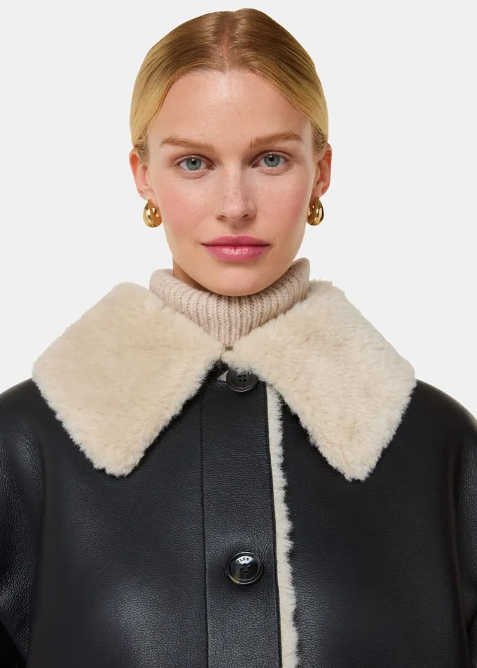 Women Coats and Jackets Whistles Black Luella Faux Fur Coat