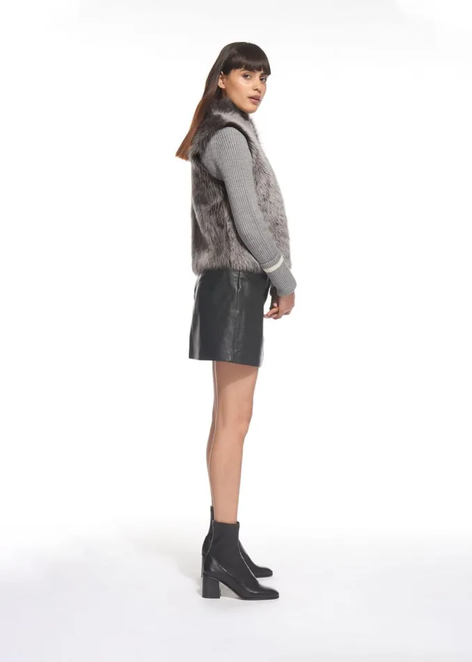 Women Coats and Jackets Whistles Grey Short Sheepskin Gilet