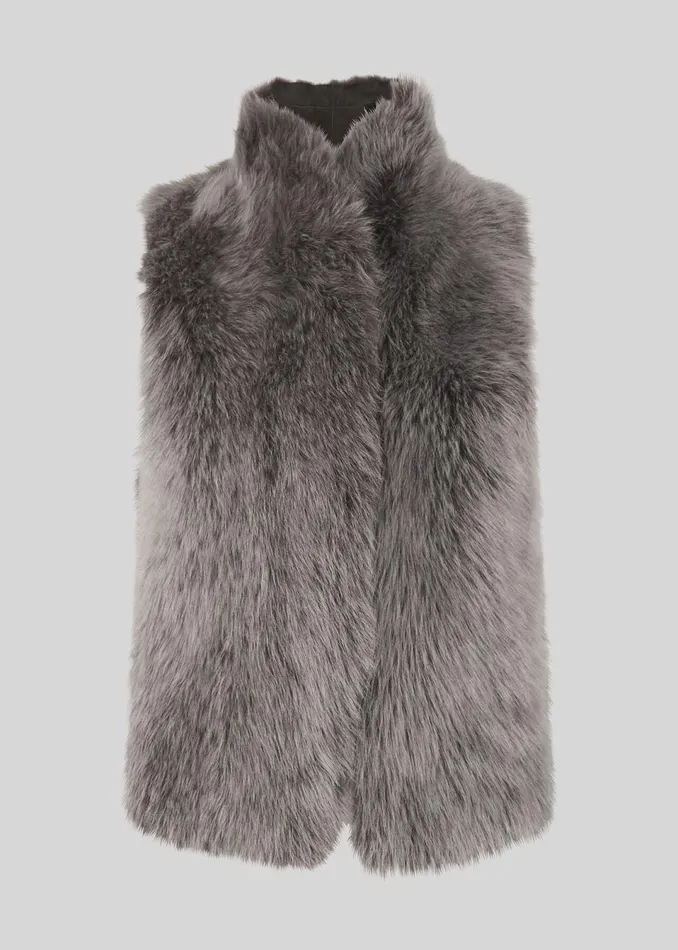 Women Coats and Jackets Whistles Grey Short Sheepskin Gilet