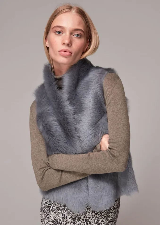 Women Coats and Jackets Whistles Grey Toscana Sheepskin Gilet
