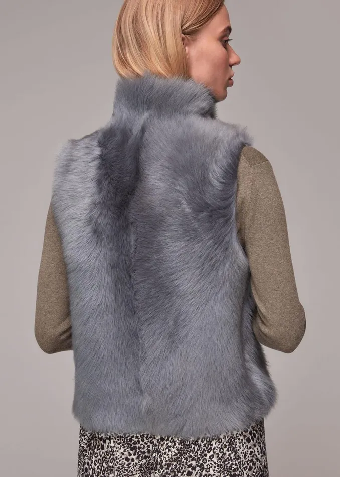Women Coats and Jackets Whistles Grey Toscana Sheepskin Gilet