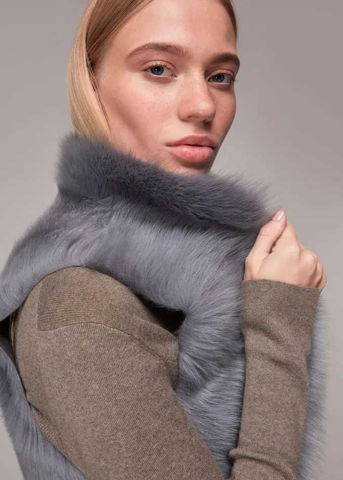 Women Coats and Jackets Whistles Grey Toscana Sheepskin Gilet