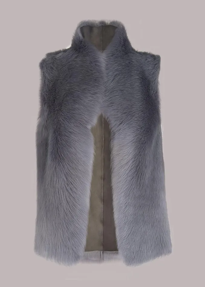 Women Coats and Jackets Whistles Grey Toscana Sheepskin Gilet