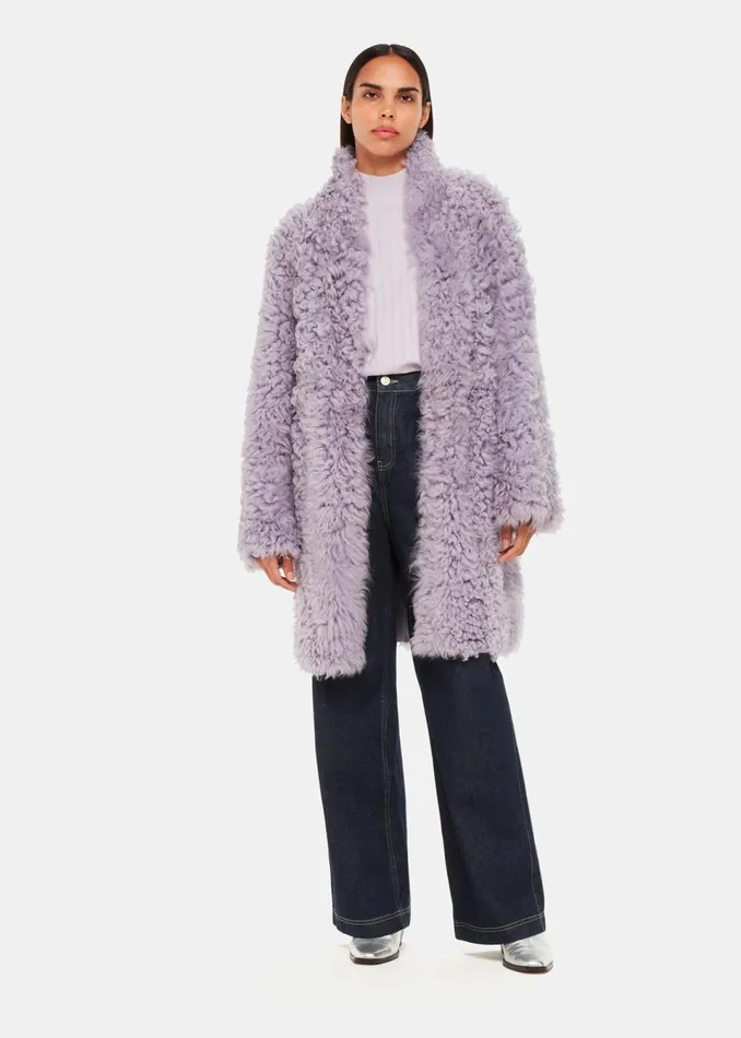 Women Coats and Jackets Whistles Lilac Naja Shearling Coat