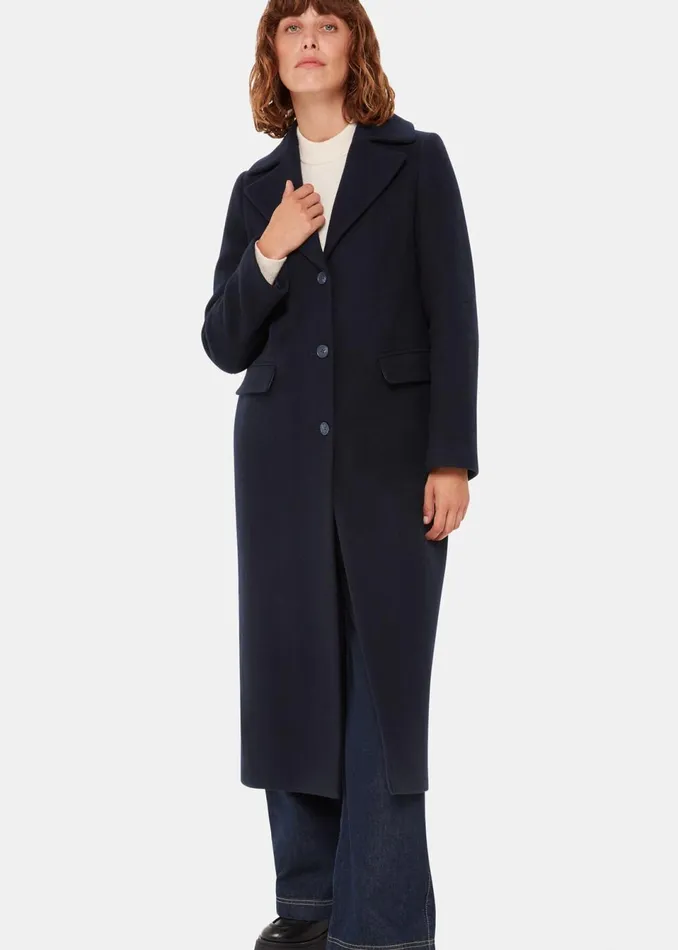 Women Coats and Jackets Whistles Navy Amalia Longline Coat