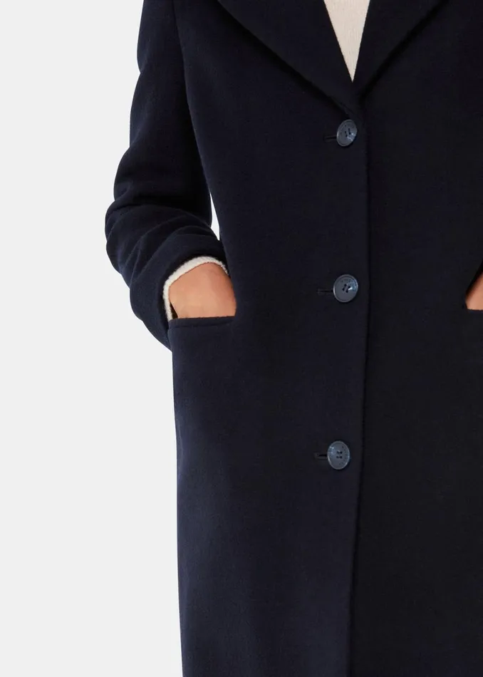 Women Coats and Jackets Whistles Navy Amalia Longline Coat