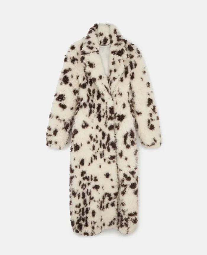 Women Coats And Jackets Stella McCartney Appaloosa Print Long Teddy Coat Cream Women Coats And Jackets Stella McCartney Appaloosa Print Long Teddy Coat Cream