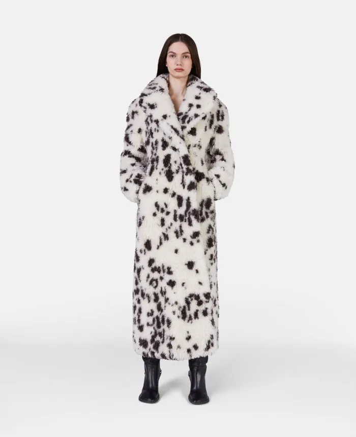 Women Coats And Jackets Stella McCartney Appaloosa Print Long Teddy Coat Cream
