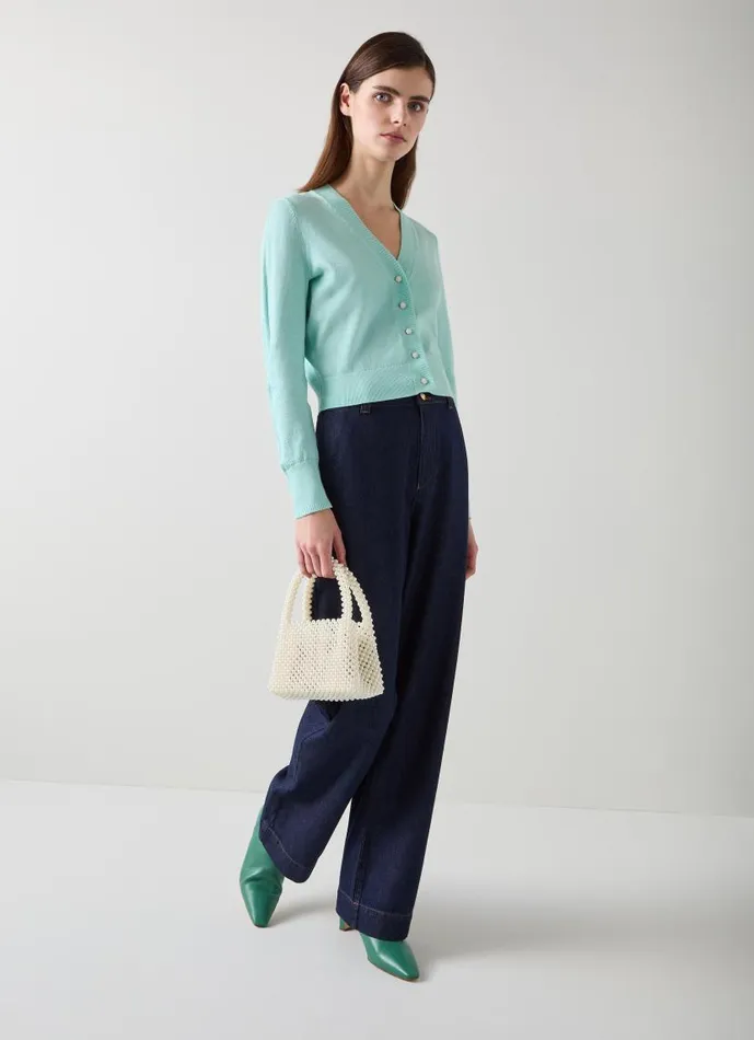 Women Coco Green And Silver Cardigan Pale Mint LKBennett Knitwear Women Coco Green And Silver Cardigan Pale Mint LKBennett Knitwear