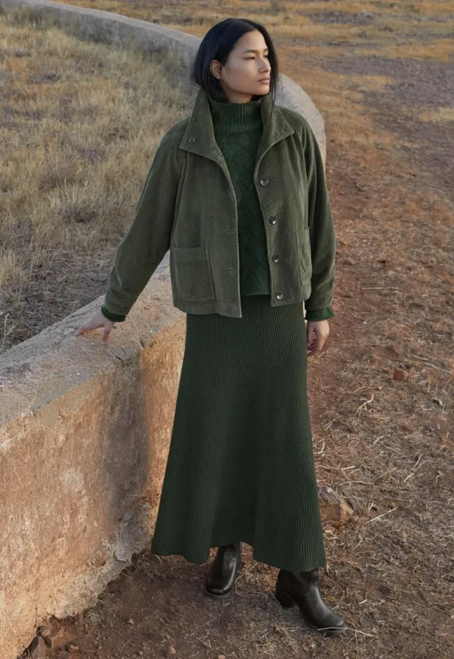 Women Cord Jacket Dark Sage Poetry Fashion Jackets and Coats