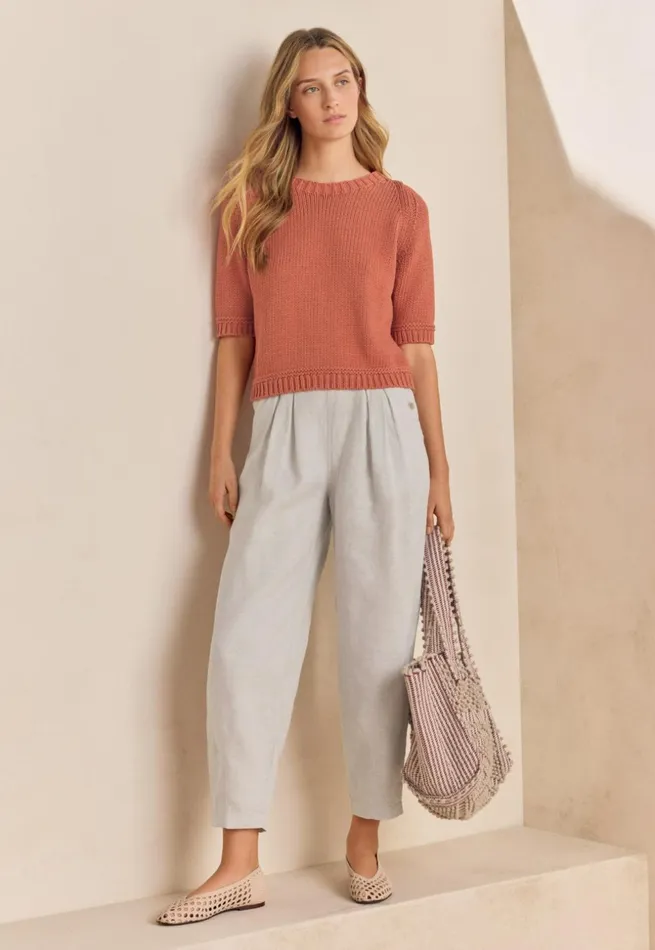 Women Cropped Pleated Trousers Ice Grey Poetry Fashion Trousers and Shorts