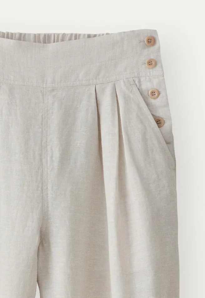 Women Cropped Pleated Trousers Ice Grey Poetry Fashion Trousers and Shorts