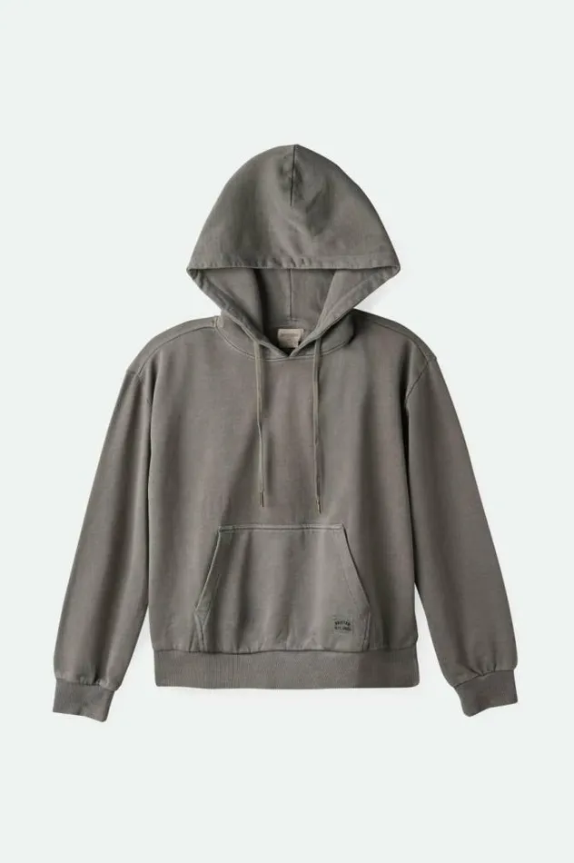 Women Cross Loop French Terry Hoodie Washed Black Brixton Tops
