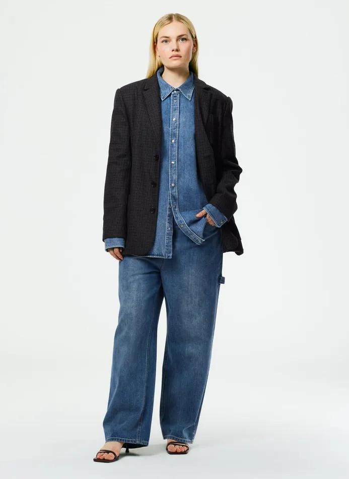 Women Denim Tibi Classic Denim Slouchy Carpenter Jean Classic Blue