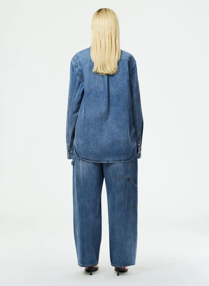 Women Denim Tibi Classic Denim Slouchy Carpenter Jean Classic Blue