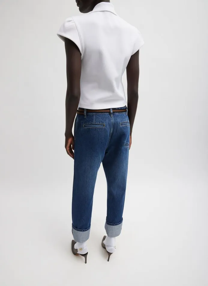 Women Denim Tibi Selvage Denim Alec Slouch Jean Dark Denim