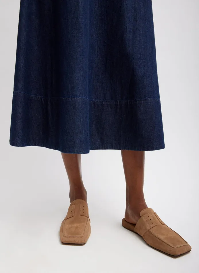Women Denim Tibi Summer Denim Circle Skirt Indigo