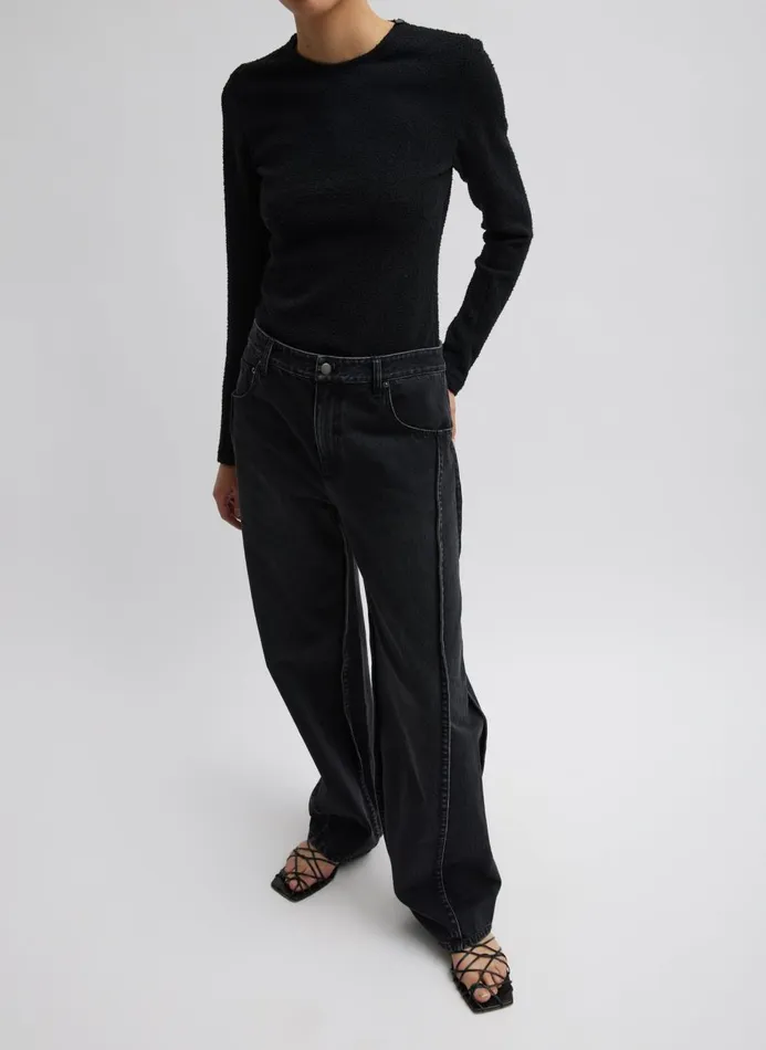 Women Denim Tibi Vintage Black Denim Tuck Jean Vintage Black