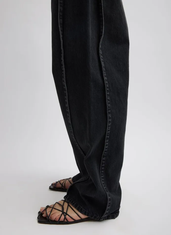 Women Denim Tibi Vintage Black Denim Tuck Jean Vintage Black