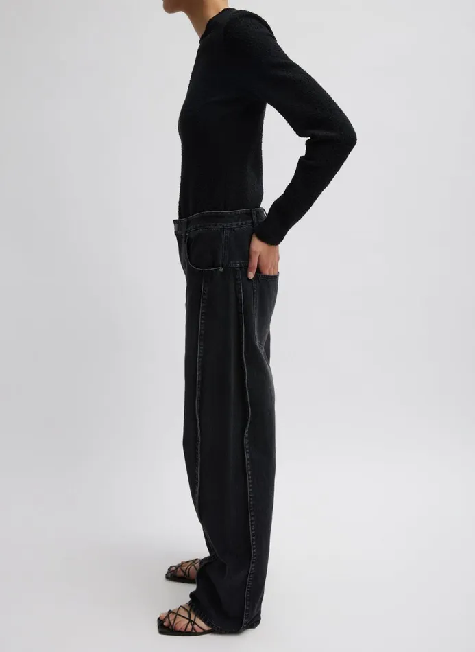Women Denim Tibi Vintage Black Denim Tuck Jean Vintage Black