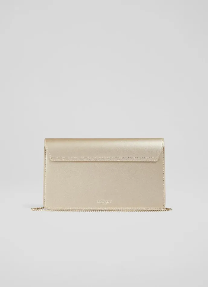 Women Dolly Gold Leather Clutch Bag LKBennett Clutch Bags Women Dolly Gold Leather Clutch Bag LKBennett Clutch Bags