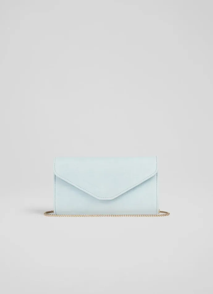 Women Dominica Sea Green Suede Clutch Bag LKBennett Clutch Bags