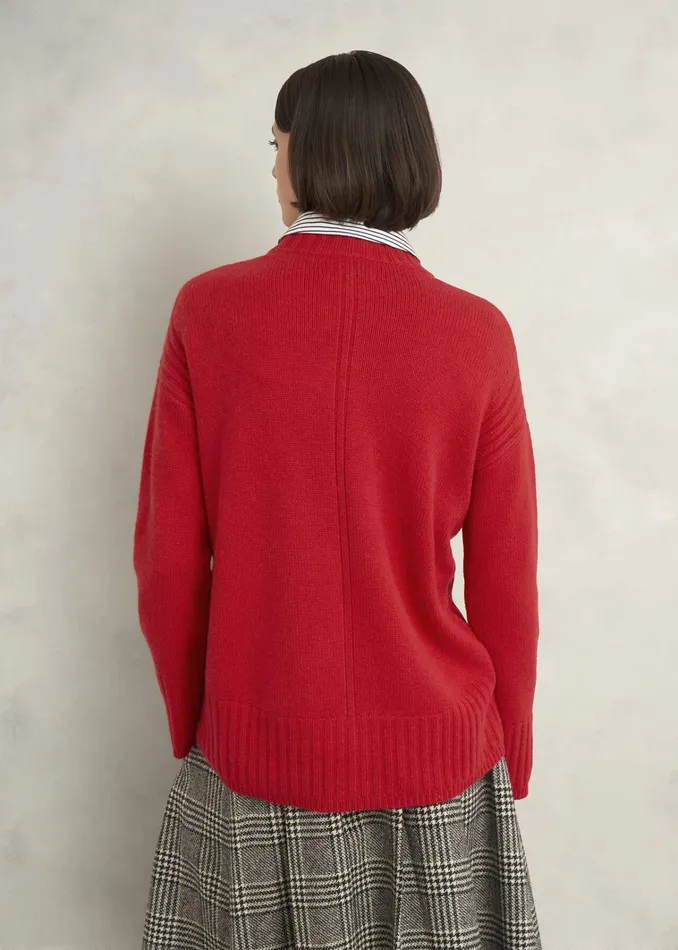 Women Dora Wool Cashmere Jumper Vibrant Red Hobbs Jumpers and Cardigans