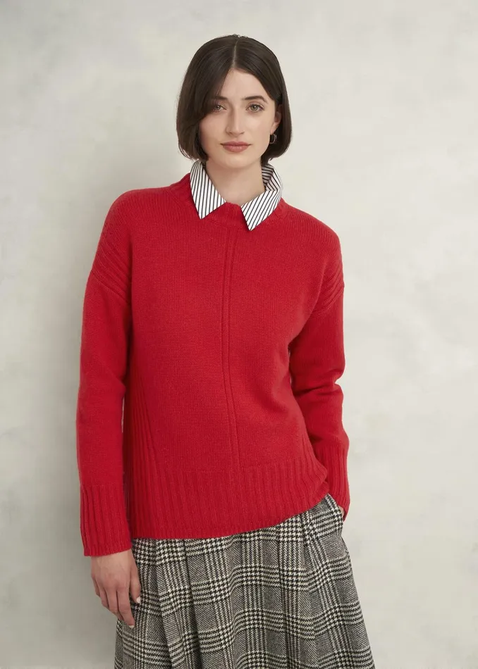 Women Dora Wool Cashmere Jumper Vibrant Red Hobbs Jumpers and Cardigans