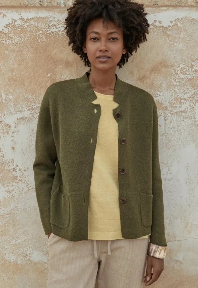 Women Doubleknit Jacket Dark Moss Poetry Fashion Jackets and Coats
