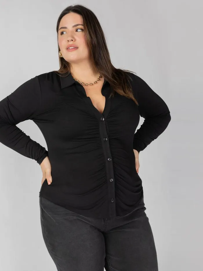 Women Dreamgirl Knit Button Up Top Black Inclusive Collection Sanctuary Clothing Inclusive