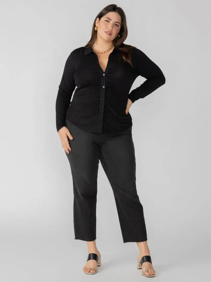Women Dreamgirl Knit Button Up Top Black Inclusive Collection Sanctuary Clothing Inclusive