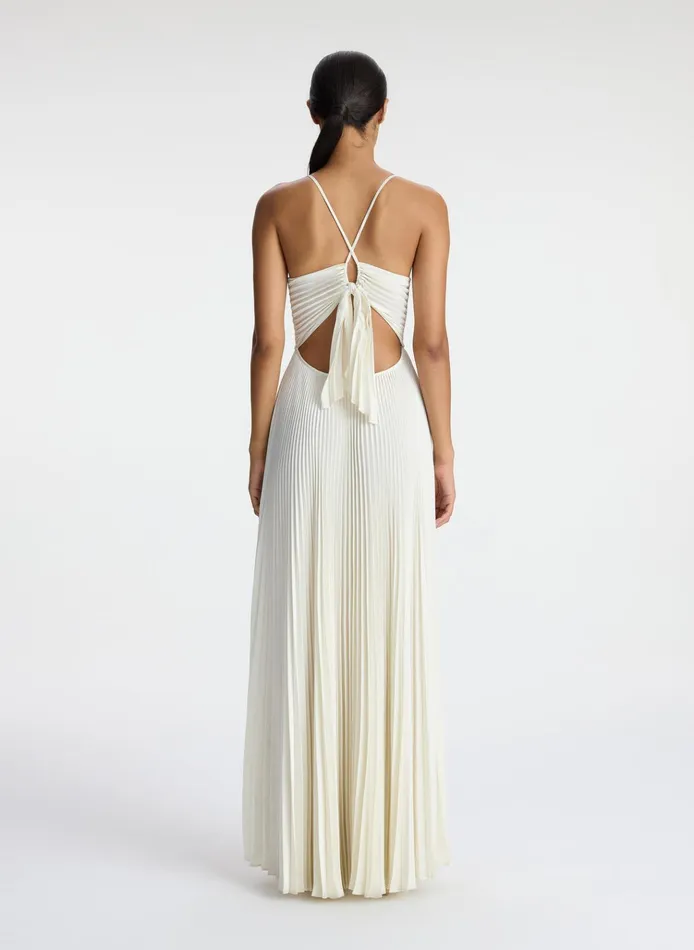 Women Dresses ALC Aries Satin Pleated Dress Whisper White