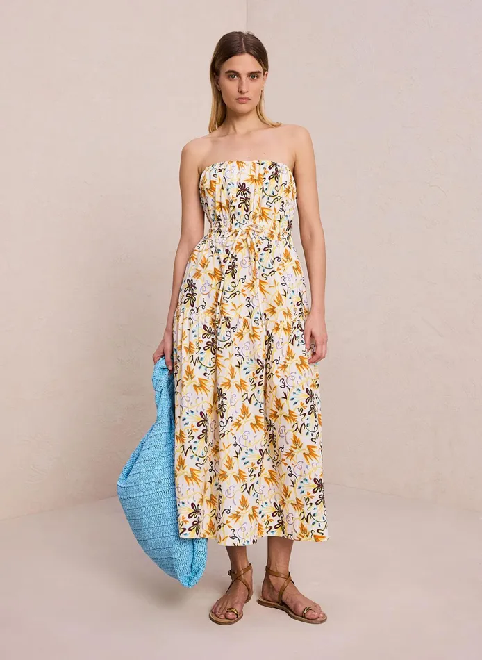 Women Dresses ALC Clark Strapless Midi Dress White Multi