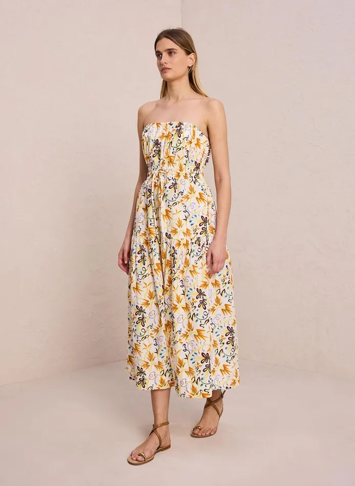 Women Dresses ALC Clark Strapless Midi Dress White Multi