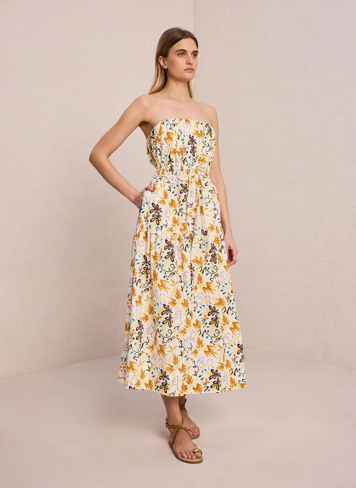 Women Dresses ALC Clark Strapless Midi Dress White Multi