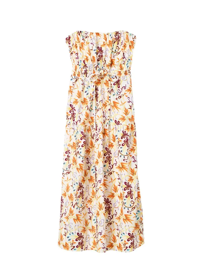 Women Dresses ALC Clark Strapless Midi Dress White Multi