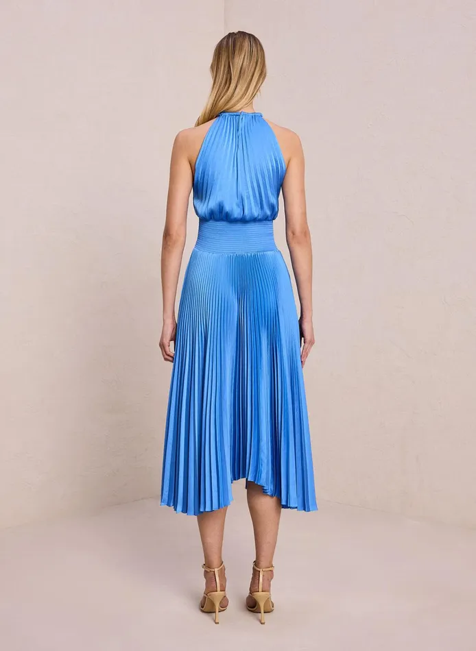 Women Dresses ALC Renzo Ii Satin Pleated Dress Blue Sea