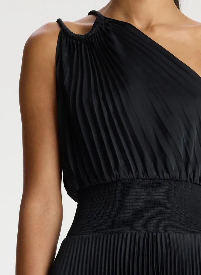 Women Dresses ALC Ruby Satin Pleated Dress Black