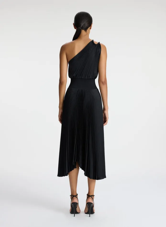 Women Dresses ALC Ruby Satin Pleated Dress Black