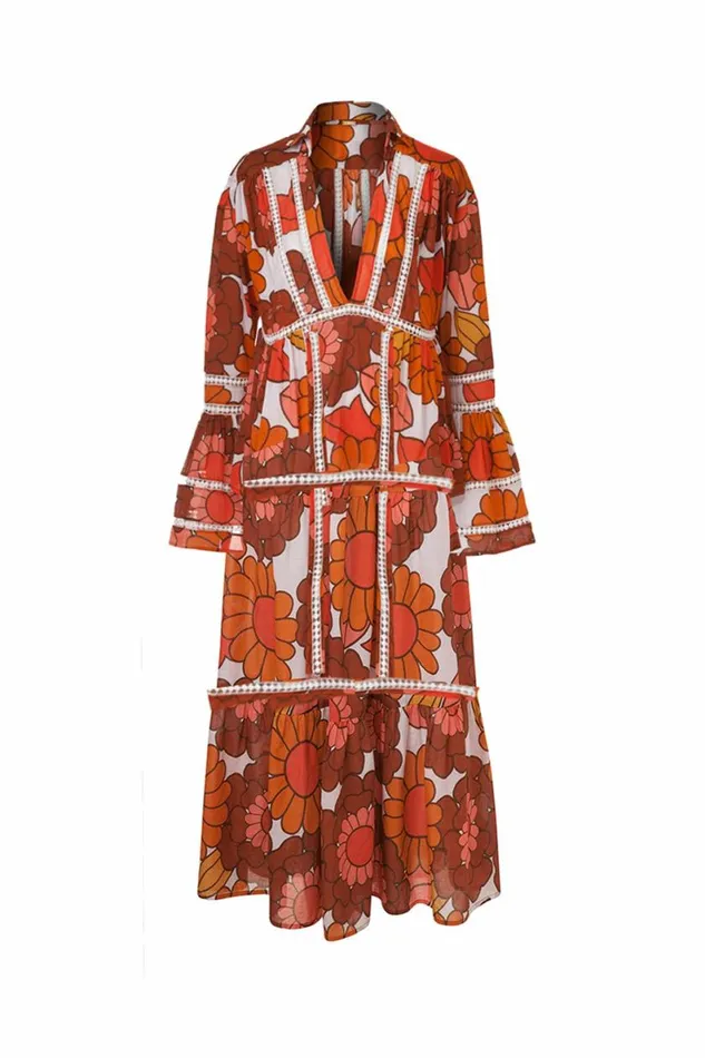 Women Dresses DODO BAR OR Enid Dress Lulu Orange Print