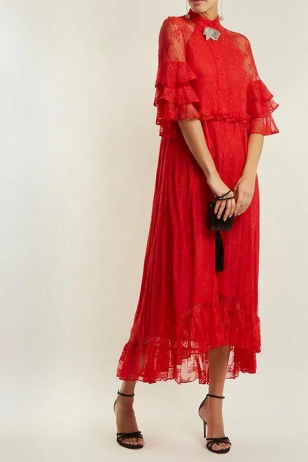 Women Dresses DODO BAR OR Rossano Lace Dress Red