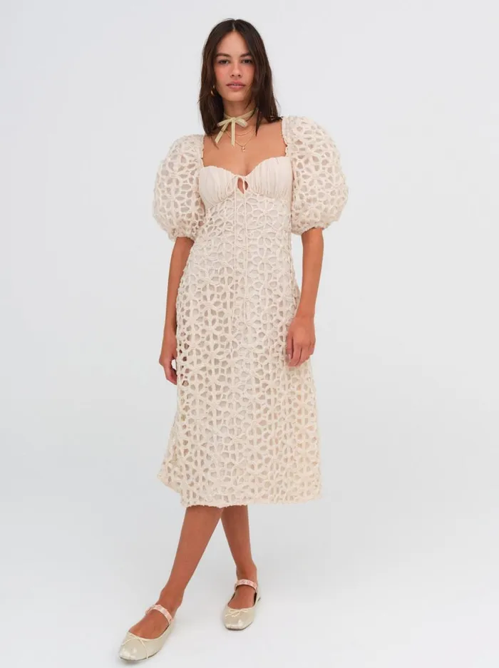 Women Dresses For Love and Lemons Brooke Midi Dress White