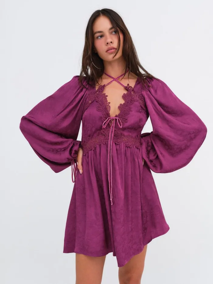 Women Dresses For Love and Lemons Henley Mini Dress Purple