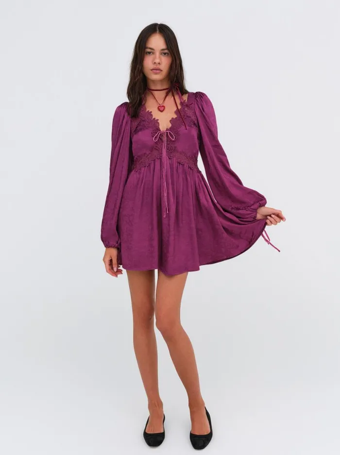 Women Dresses For Love and Lemons Henley Mini Dress Purple Women Dresses For Love and Lemons Henley Mini Dress Purple