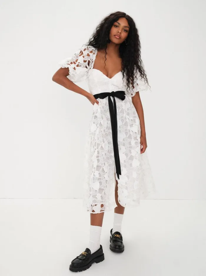Women Dresses For Love and Lemons Marlene Midi Dress White