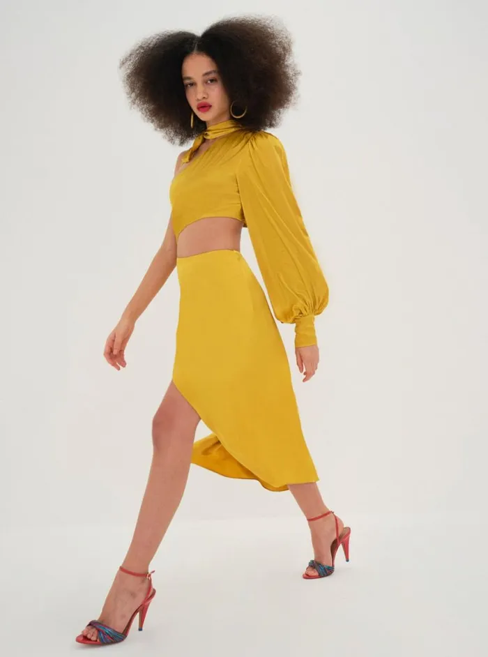 Women Dresses For Love and Lemons Mila Midi Dress Yellow Women Dresses For Love and Lemons Mila Midi Dress Yellow