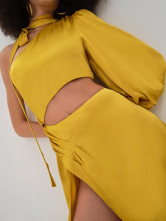 Women Dresses For Love and Lemons Mila Midi Dress Yellow Women Dresses For Love and Lemons Mila Midi Dress Yellow